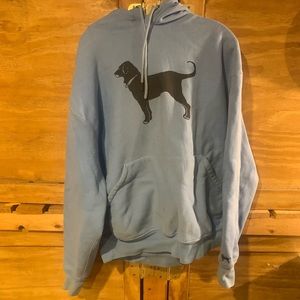 Hoodie, sweatshirt, black dog Martha’s Vineyard, light blue, extra large
